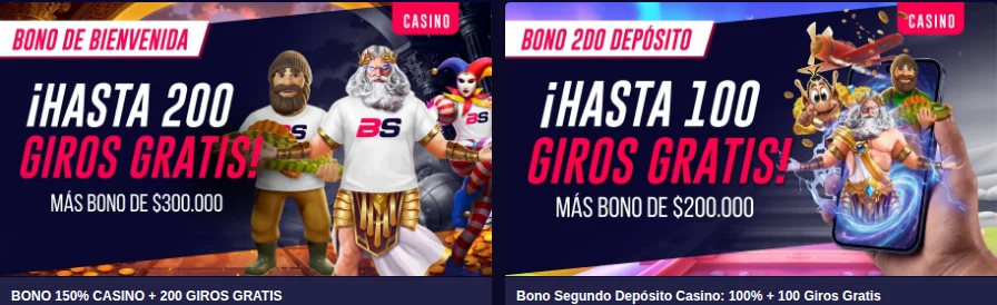 Bonos de casino de Betsala: hasta 200 giros gratis y $300.000, y hasta 100 giros y $200.000