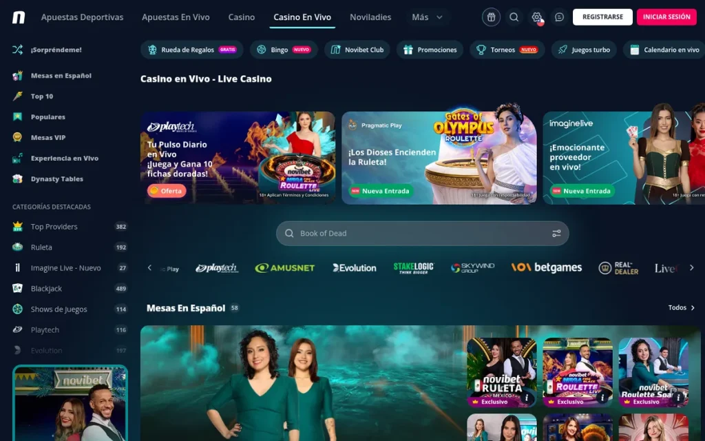 Casino en vivo de Novibet con mesas en español